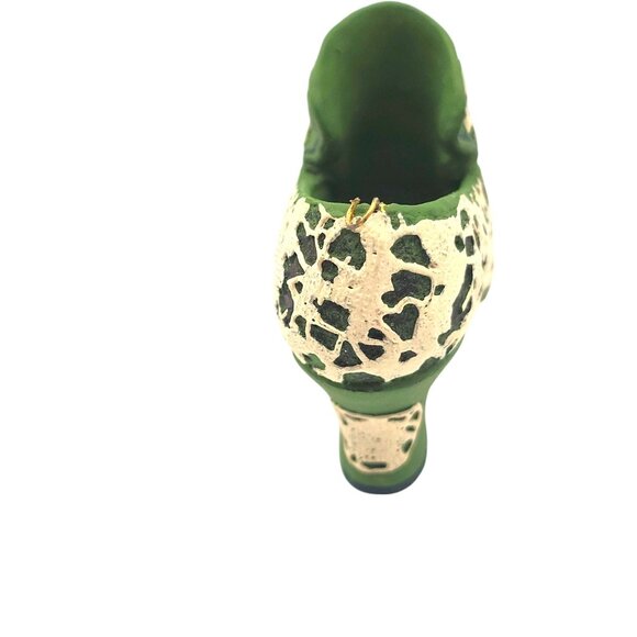 Vintage MMA Green Lace Victorian Shoe Ornament Rhinestone Buckle Philippines - Picture 5 of 8